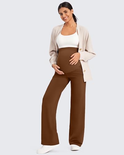 G4Free Fleece Lined Maternity Yoga Pants Winter Pregnancy Work Trousers - color: Dark Coffee, size: Small