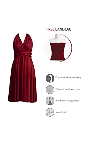 72styles Multi-Way Wrap Short Infinity Dress for Bridesmaids - color: Burgundy
