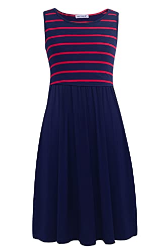 Smallshow Women's Sleeveless Nursing Dresses - color: Navy Wine Stripe-navy, size: Large