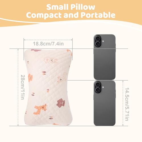 vocheer Small Pillow with Removable Cover, 11"x 7" Tiny Travel Pillow 2PCS - color: Pink Deer-2pc