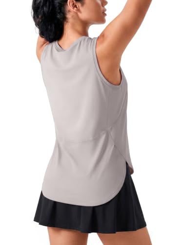 JOYSPELS Ice Silk Workout Tank Top Loose Fit Yoga Shirts UPF 50+ - color: Birch Heather, size: XX-Large