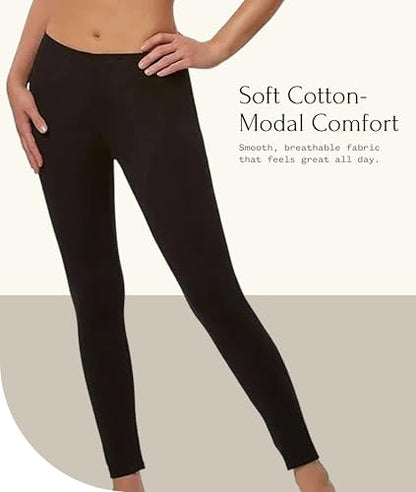 Felina Cotton Modal Leggings, Extra Lightweight Legging for Women - color: Medium Heather Grey, size: Large