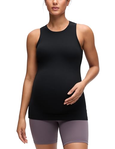 CRZ YOGA Maternity High Neck Tank Tops - color: Black, size: Small