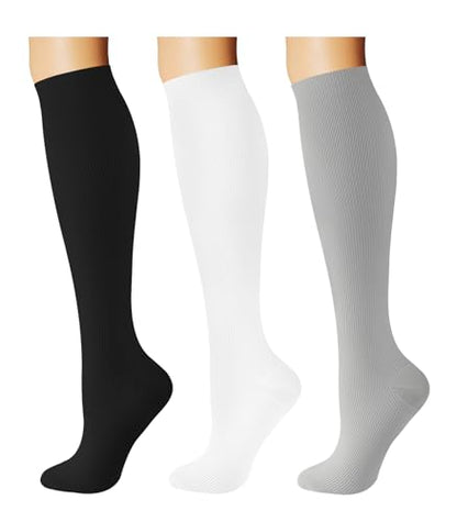 Breslatte Compression Socks for Women Men 15-20 mmHg - color: 3s2 Blackwhitegrey, size: Large-X-Large