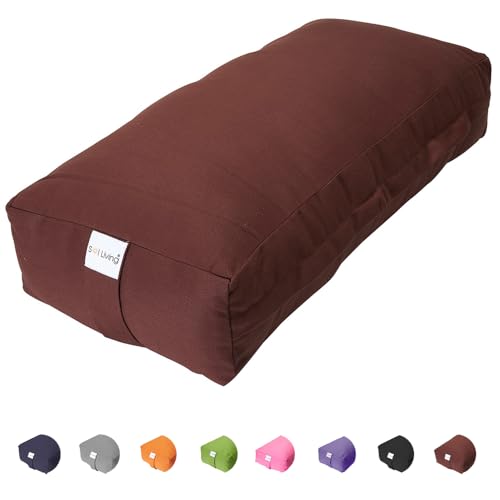 Sol Living Rectangular Yoga Bolster Meditation Pillow, Extra Firm Cotton - color: Brown, size: Rectangular 28" x 12" x 8"