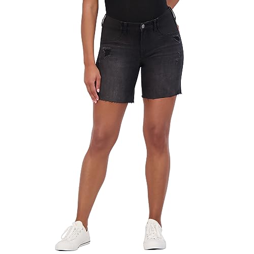 Savi Parker Women’s Maternity Shorts Under Belly with Elastic Band Inset – Summer Casual Maternity Bermuda Shorts – 7” Inseam - color: Lincoln Wash, size: X-Large