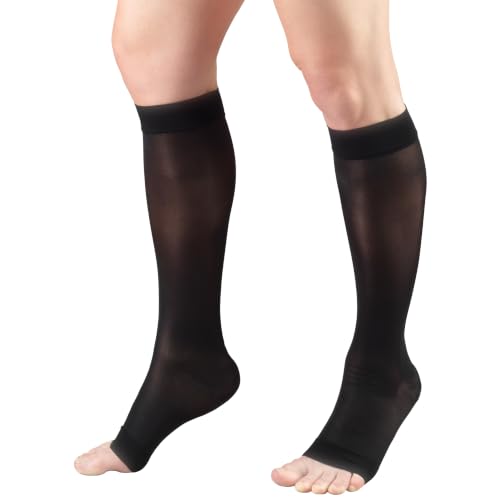 Truform Sheer Compression Stockings, 8-15 mmHg, Women's Knee High Length, 20 Denier - color: Black, size: Large (1 Pair)