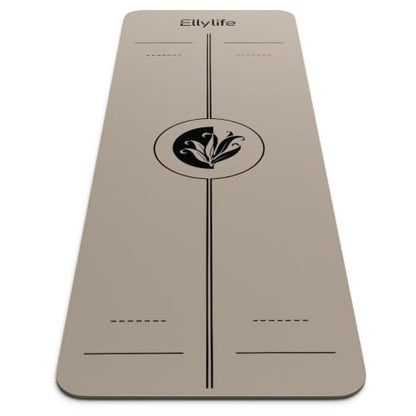 Yoga Mat - Non Slip Natural Rubber Yoga Mat, Alignment Lines, Ultimate Grip - color: Beige Pro