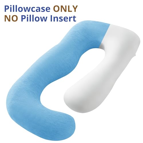 Sasttie Cooling Pregnancy Pillow Cover for 57-inch Maternity Pillow, Blue - color: Blue