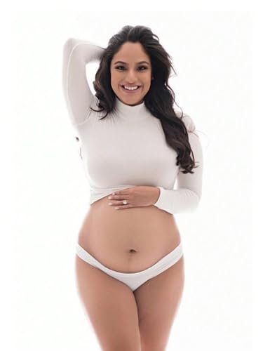 Women's Maternity High Collar Long Sleeves Pullover Tops - color: White, size: Large