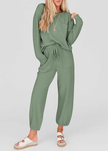 KIRUNDO Lounge Sets for Women 2026 Fall Comfy Postpartum Going Home Outfits - color: Bean Green, size: X-Large
