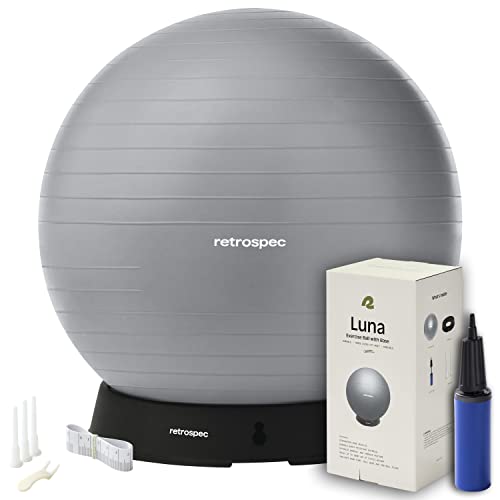 Retrospec Luna Exercise Ball with Pump - Anti-Burst Fitness Equipment for Yoga, Core Training & Stability - Home Gym Swiss Ball for Office & Pregnancy - color: Fossil Gray, size: 55cm
