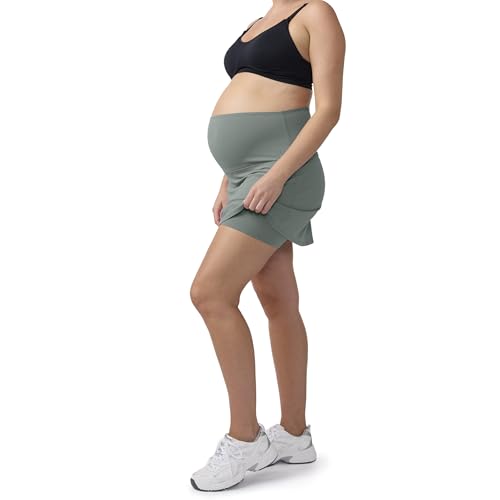 Ingrid & Isabel Basics Active Maternity Skort - color: Sage Green, size: Small