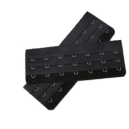 7 Hooks Bra Extender Back Corset Extender Ladies Bra Strap Extension 4pcs - color: Black