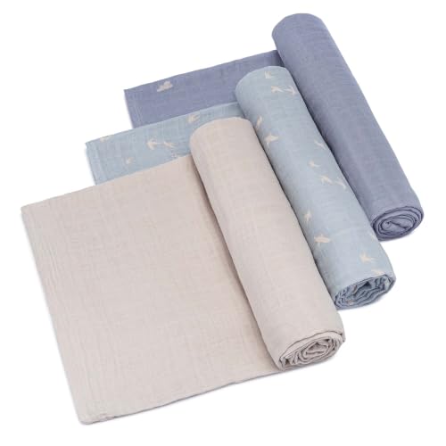 Parker Baby Co. Soft Muslin Baby Swaddle Blankets, 3 Pack - Cloud Set - color: Cloud