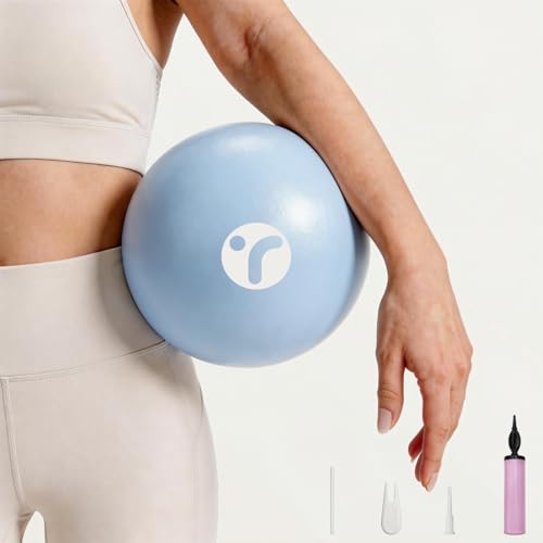 Mini Pilates Ball with Pump, Anti-Burst Yoga Ball - color: Blue