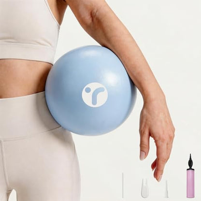 Mini Pilates Ball with Pump, Anti-Burst Yoga Ball - color: Blue