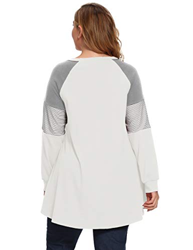 LARACE Plus Size Tops Women Pullover Sweatshirt Long Sleeve Tunic - color: White, size: 1X