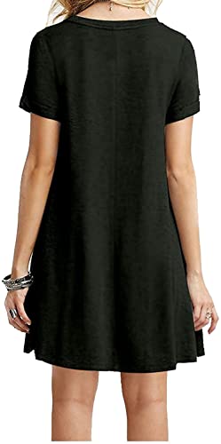 MOLERANI Women's Casual Plain Simple T-Shirt Loose Dress - color: 00 Black, size: XX-Large