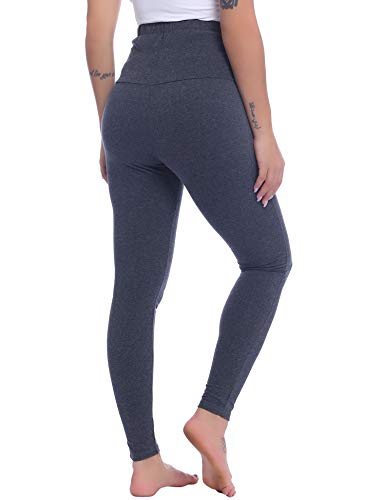 Joyaria Cotton Maternity Leggings Over-the-Belly,Maternity Clothes - color: Dark Grey, size: Medium