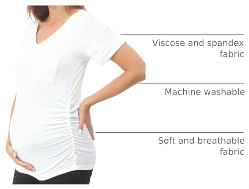 Rnxrbb 3 PCS Short Sleeve Maternity Shirts Summer Pregnancy Tops Clothes - color: Black&&light Purple&white, size: Medium