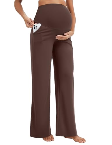 MathCat Maternity Pants Pregnancy Work Trousers Over the Belly - color: Taupe, size: Small