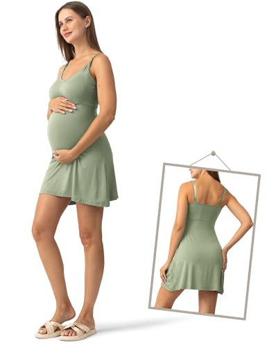 SUNNYBUY Nursing Nightgown & Maternity Robe Set for Postpartum Sleepwear - color: Greyish-green, size: Medium