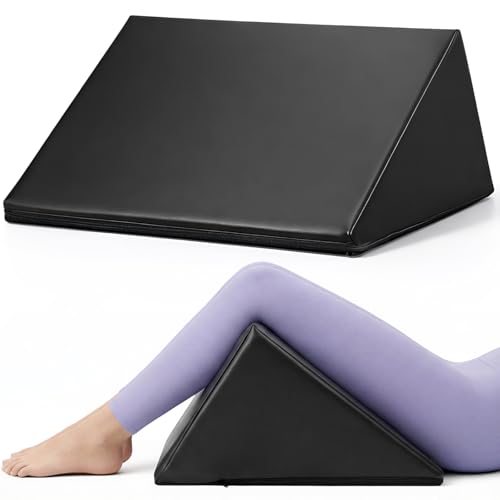 Knee Wedge Pillow Bolster Pillow for Leg,Black,20 x 18.5 x 11.4 Inch - color: Black, size: 20 x 18.5 x 11.4 Inch