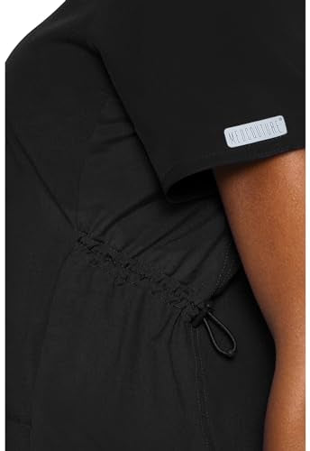Med Couture Touch Maternity Scrub Top Womens V-Neck 2 Pockets Pregnancy Fit - color: Black, size: Medium
