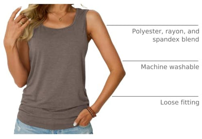 AUTOMET Womens Tank Tops Square Neck Sleeveless Summer Tops - color: Coffeegrey, size: Medium