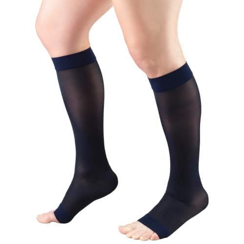 Truform Sheer Compression Stockings, 8-15 mmHg, Women's Knee High Length, 20 Denier - color: Navy, size: Large (1 Pair)