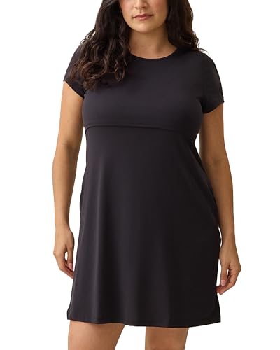 Kindred Bravely Essentials Maternity and Nursing T Shirt Dress Short Sleeve - color: Black, size: Medium