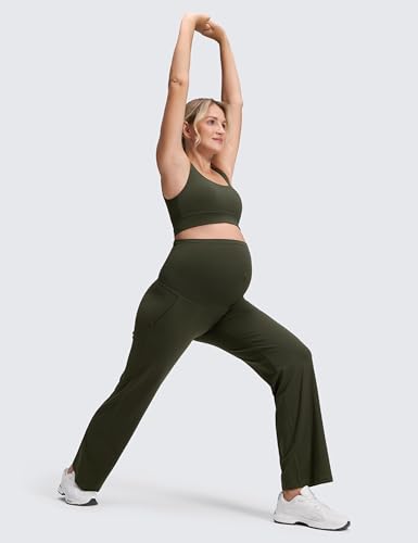 CRZ YOGA Maternity Wide Leg Pants 31.5" - color: Olive Green, size: Small