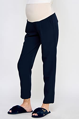 LaClef Women's Over The Belly Relaxed Fit Maternity Pants - color: Navy, size: X-Large