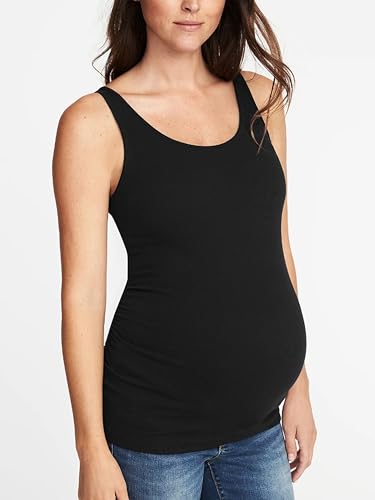 Liu & Qu 3 Pack Maternity Tank Tops, Ribbed Stretch, Ruched Side - color: Black+raisin Arizona+army Green, size: X-Large