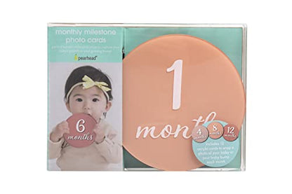 Pearhead Acrylic Monthly Milestone Photo Cards, Months 1-12, Pink - color: Blush Milestone Discs, size: One Size
