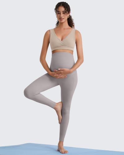 G4Free BareFeel Maternity Bra Wireless Nursing for Breastfeeding V Neck - color: Light Khaki, size: Large