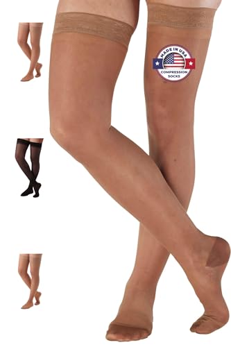 ABSOLUTE SUPPORT Women Compression Thigh High, 15-20mmHg, Taupe, Medium - color: Taupe, size: Medium