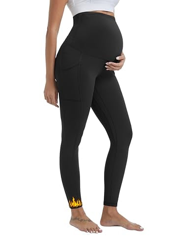 Women's Fleece Lined Maternity Leggings - color: Black, size: Small