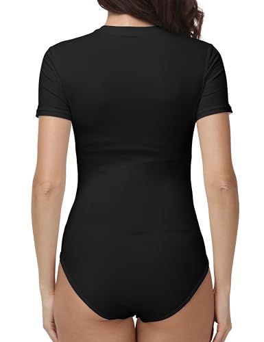 Women's Maternity Bodysuit Short Sleeve T Shirt - color: Black, size: Large