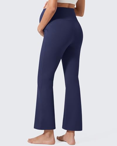 G4Free EverGoing Maternity Work Pants Pregnancy Ankle Flare Leg with Pocket - color: Royal Blue, size: X-Small
