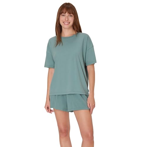 Hanes Women's Pajamas Set, Comfywear Pajamas for Women Set, Originals SupertSoft Loungewear, T-Shirt & Sleep Shorts - color: Faded Sage, size: XX-Large