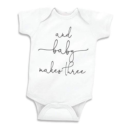 Bump and Beyond Designs Baby Announcement Gifts, And Baby Makes Three - color: White, size: 0-3 Months