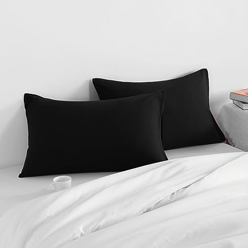 NTBAY Standard Microfiber Pillowcases, Set of 2, Black - color: Black, size: Standard (20"x26")