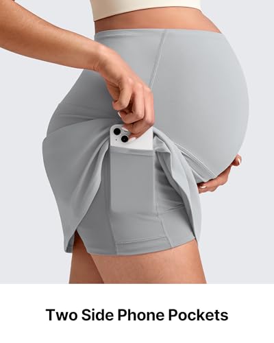G4Free BareFeel Maternity Skirt with 2 Pockets Pregnancy Shorts Tennis Golf - color: Grey, size: Small