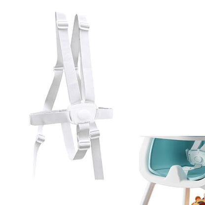 5 Point Harness Seat Belt Strap, High Chair Strap, Harness for Stroller Pushchair Pram Buggy, Shoulder Strap Belts (White) - color: White