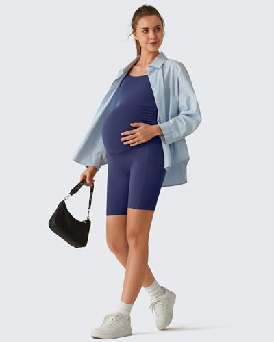 G4Free BareFeel Built in Bra Maternity Romper Smart Back Opening Jumpsuit - color: Royal Blue, size: Small