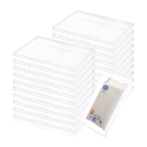 DICOSMETIC 20 Pcs Clear Breast Milk Freezer Storage Organizer Breastmilk Flat Freezer Tray Transparent Plastic Breastfeeding Bag Organizer 18.5x13.6x1.75cm (7.28inch x5.35inch x0.69inch)