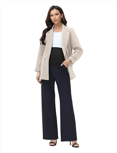 V VOCNI Women's Maternity Work Pants Wide Leg - color: Navy Blue, size: Medium