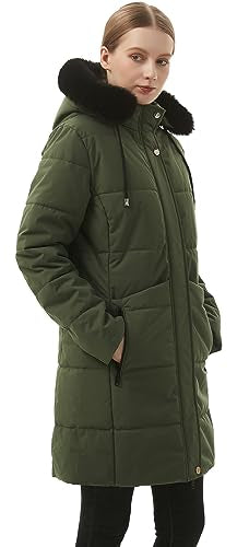 MOERDENG Women's Warm Winter Puffer Coat Waterproof Long Down Jacket - color: Green, size: 3X-Large
